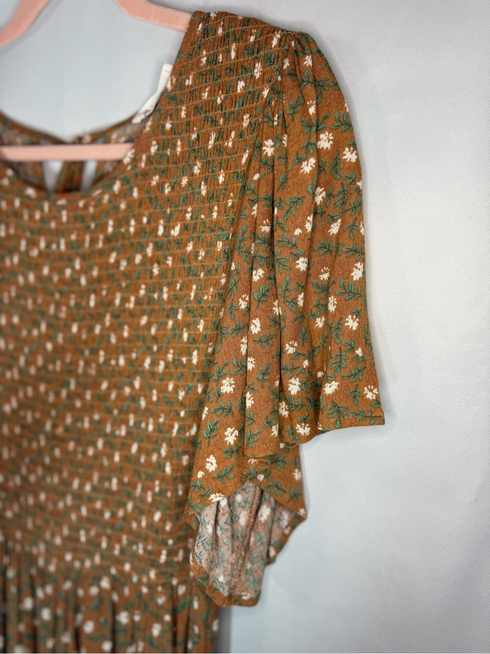 NWT In Loom- Smocked Waist Floral Maxi Dress in Rust - Size L - Picture 4 of 7